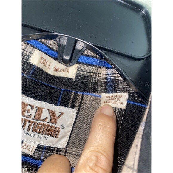 Ely Cattleman Shirt Mens 2XL Tall Western Pearl Snap Cowboy Rodeo Plaid 2xlt - Picture 5 of 8